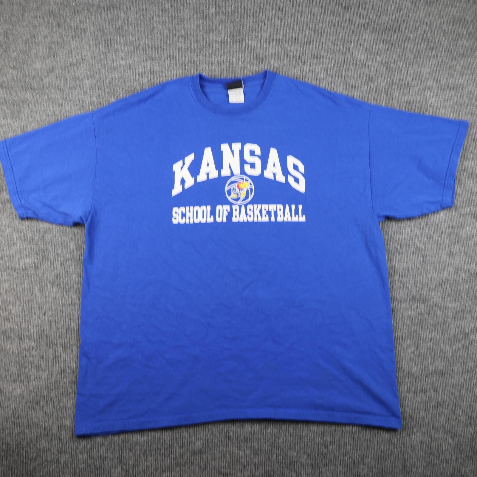 Kansas Jayhawks Shirt Mens 2xl Blue Ncaa Basketball Tee School Of Basketball